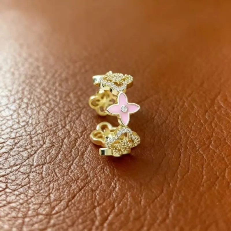 خاتم البرسيم المجوف المحظوظ بأربع أوراق للنساء، مرصع بالزيت، خاتم فاخر وخفيف الوزن وغير يتلاشى #6