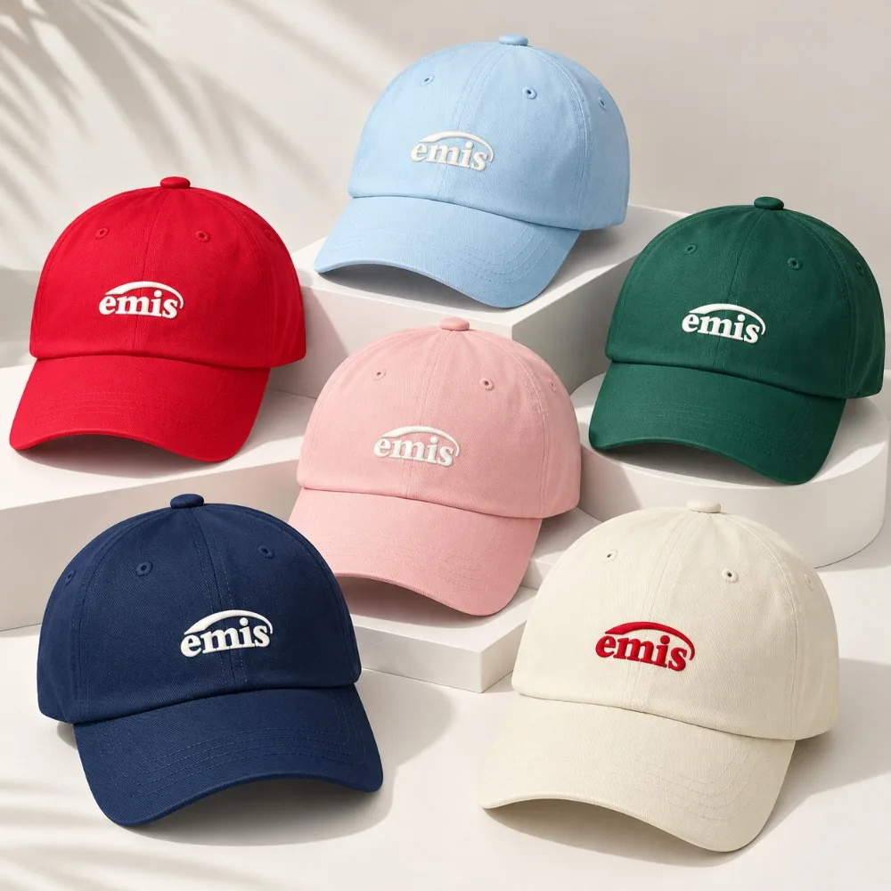 emis Baseball Cap Women Men Korean Fashion Soft Top Embroidered Logo Curved Brim Casual Streetwear Hat for Everyday Travel