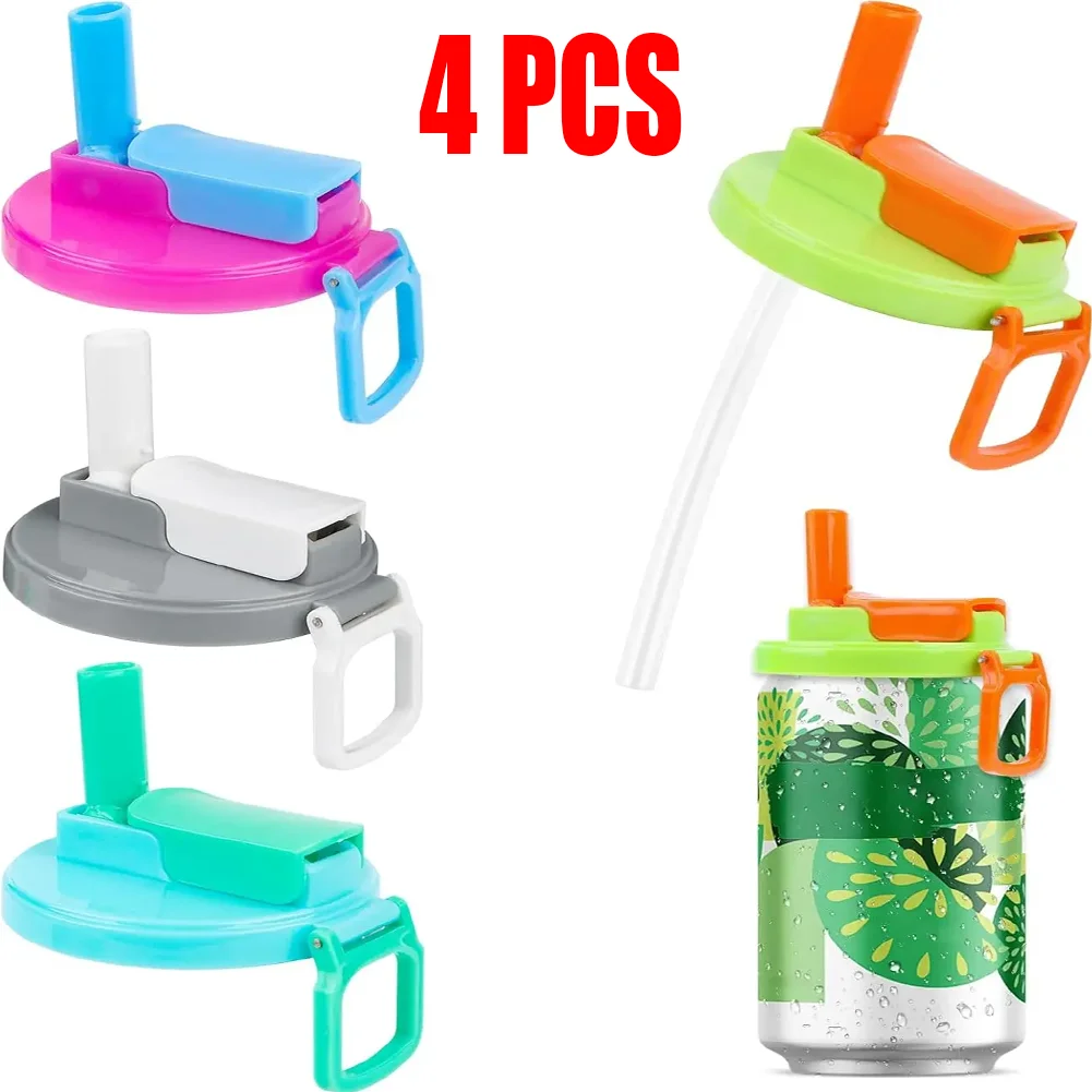 Leak Proof Reusable Silicone Can Lids with Straws