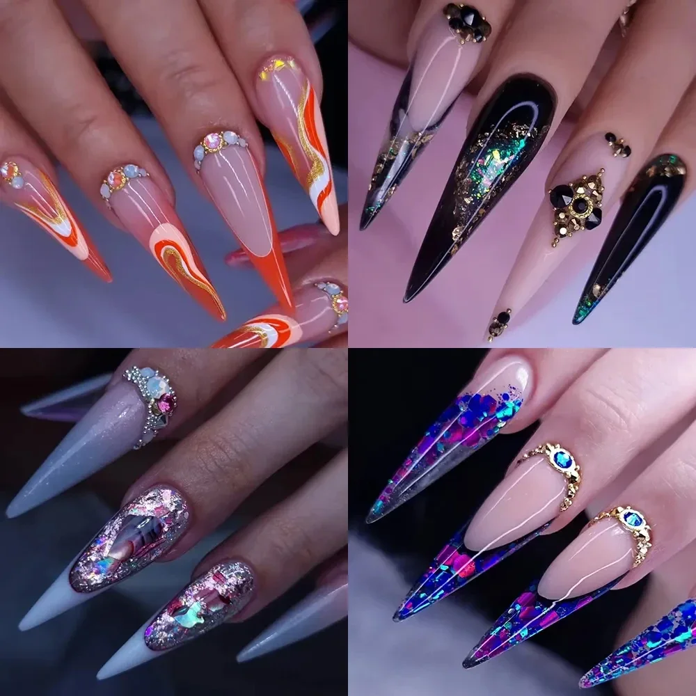 150pcs Pink Dual Nail Forms Almond Shape Extension Structure Full Cover Stiletto False Nail Tips Molds for French Nails Design