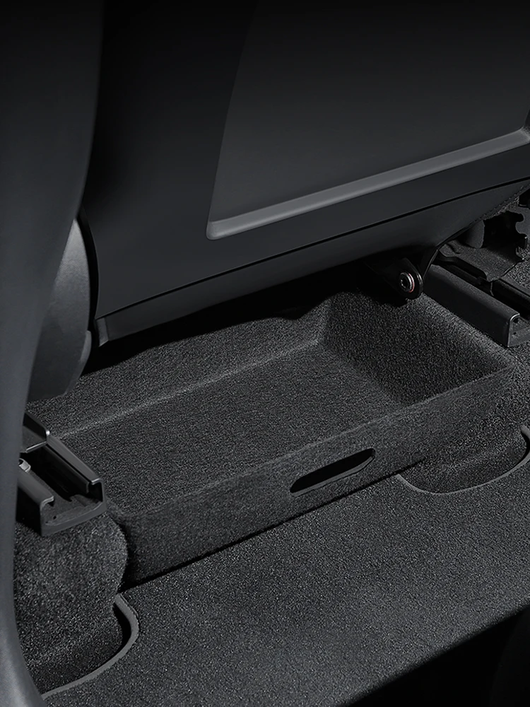 YZ Schowek Pod Siedzenie do Tesla Model Y Juniper 2026, Szuflada Pod Siedzenie, Ukryta Półka TPE, Organizer Samochodowy z Mechanizmem Wysuwania, Akcesoria — zdjęcie 2