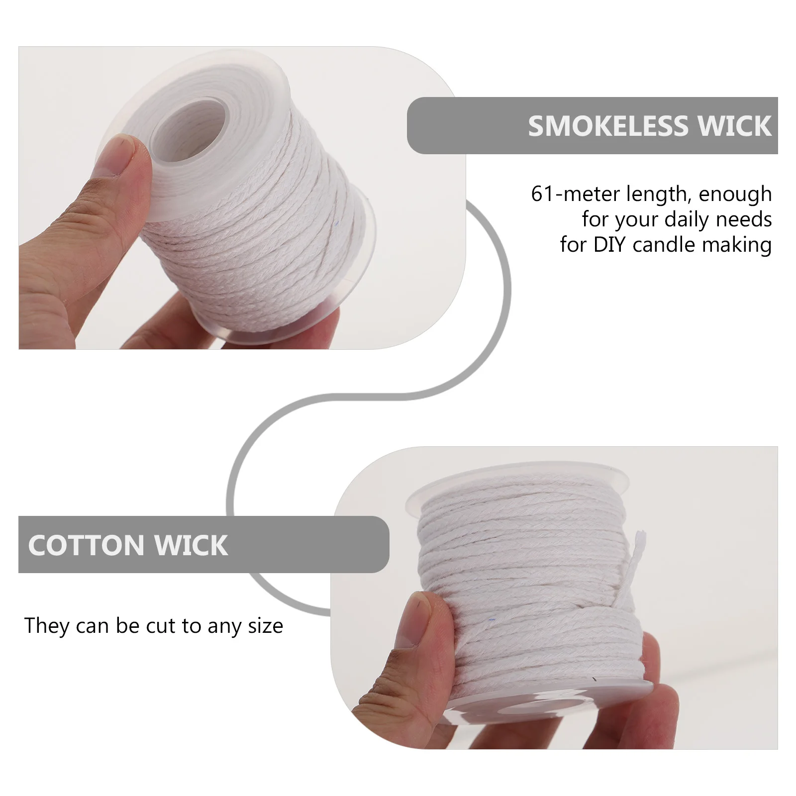 

61 Meter Cotton Wick Roll for Candles Braided Natural String DIY Making Supply Suitable Beeswax Soy Taper Pillar Types