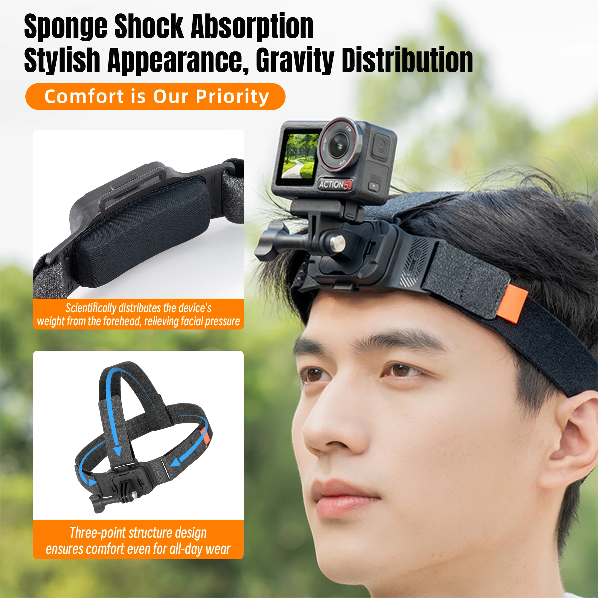 

Крепление на голову для DJI Action 6, регулируемая повязка на голову для камеры, быстросъемный ремень для камеры DJI Osmo Action 6, комплект аксессуаров