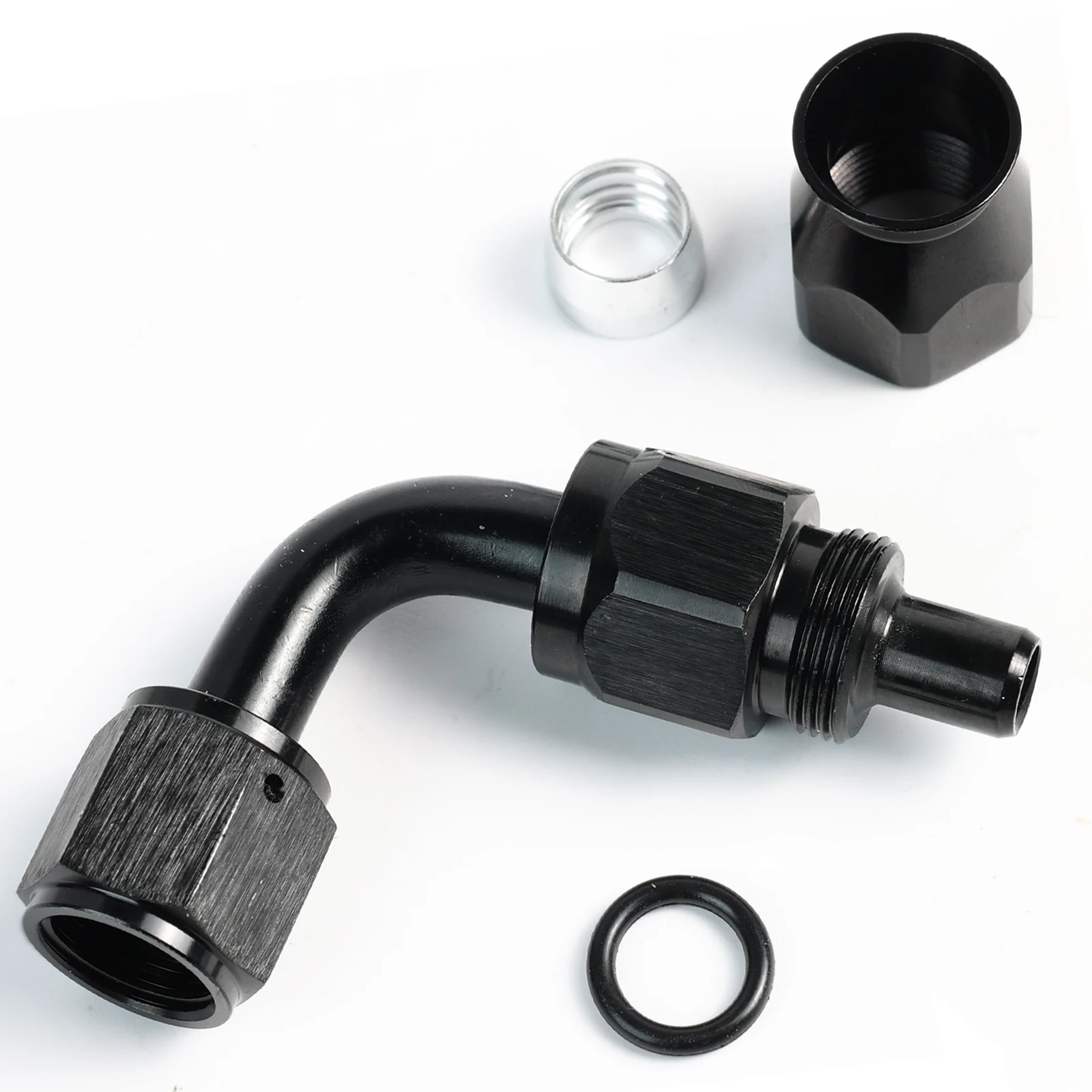 Universal 2Pcs 90° AN6 PTFE Fuel Hose Fittings Elbow Reusable Swivel Adapters For Automotive Fuel Hose Diesel Hydraulic Lines