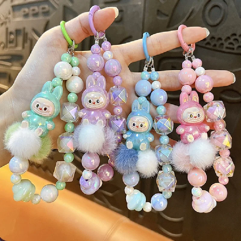 

Creative New Hairball Bunny Rag Cloth Beaded Animation Keychain, Mobile Phone Chain, Bag Pendant, Fashion Accessories Gift