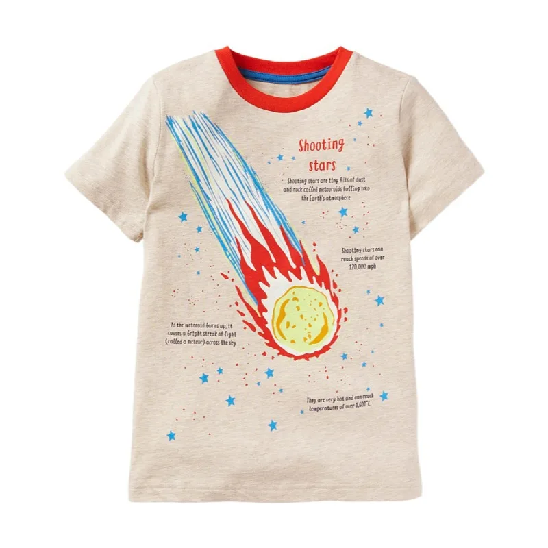 SAILEROAD 2024 New Summer T Shirt Cotton Short Sleeve Cartoon Planet Luminous T-shirts Kids Tee Girl Tops Boys Children Clothes