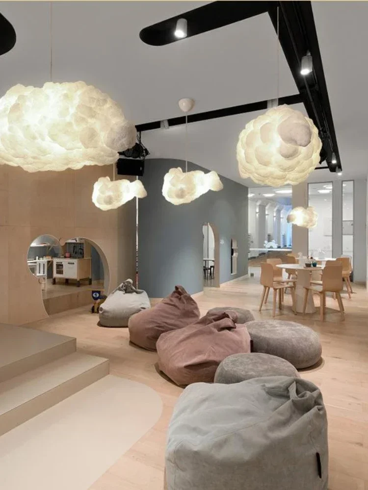 Modern Floating Cloud Led Chandelier Lighting White Cotton Living Room Led Chandeliers Lamp Dining Room Hanging Lights Fixtures