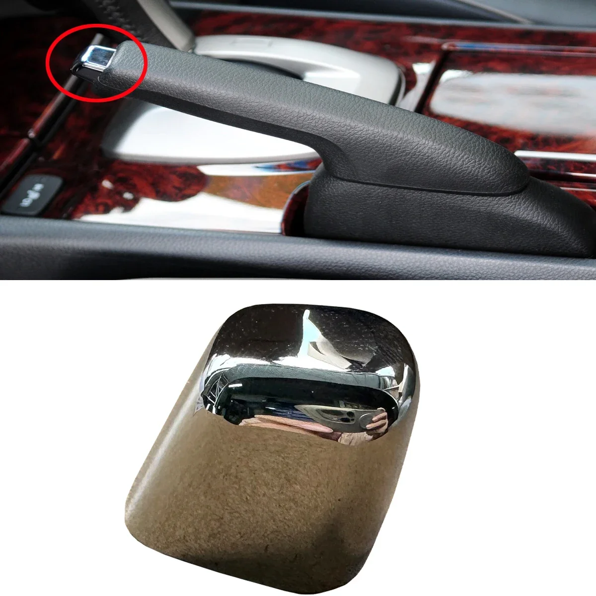 

Interior Parking Brake Lever Push Button Handbrake Chrome Cap Trim for Honda Accord 8 8.5 GEN 8th 2008-2013 Crosstour 2010-2017