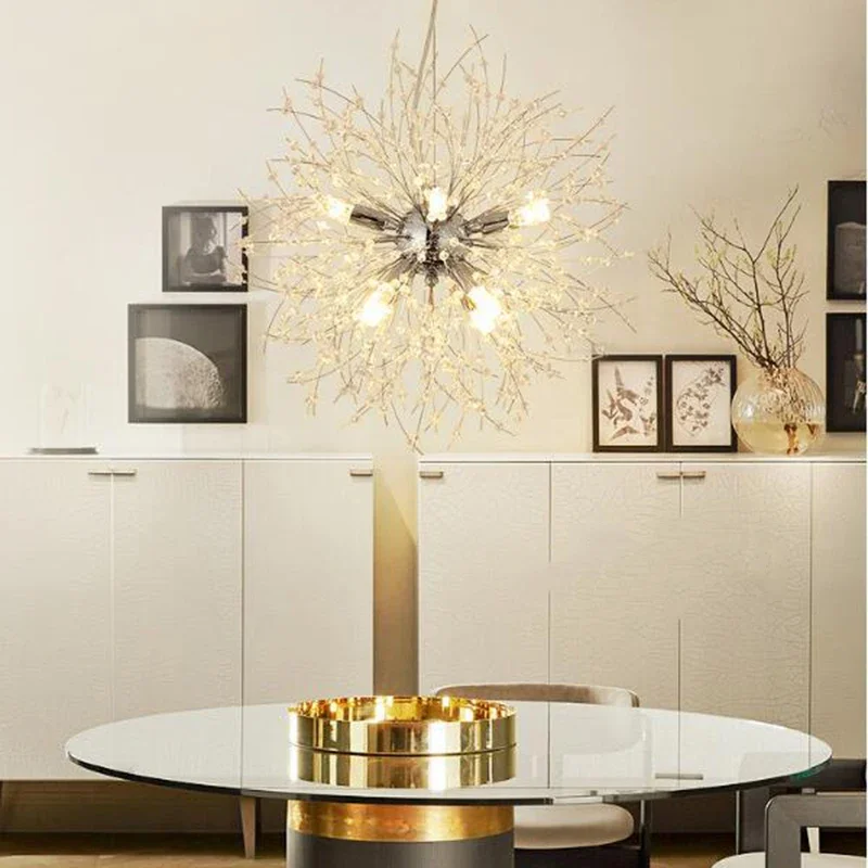 

Modern Modern Dandelion Chandelier Chrome Golden Vanity Suspension Crystal Chandelier Hanging G9 LED Lighting Lustre For Living