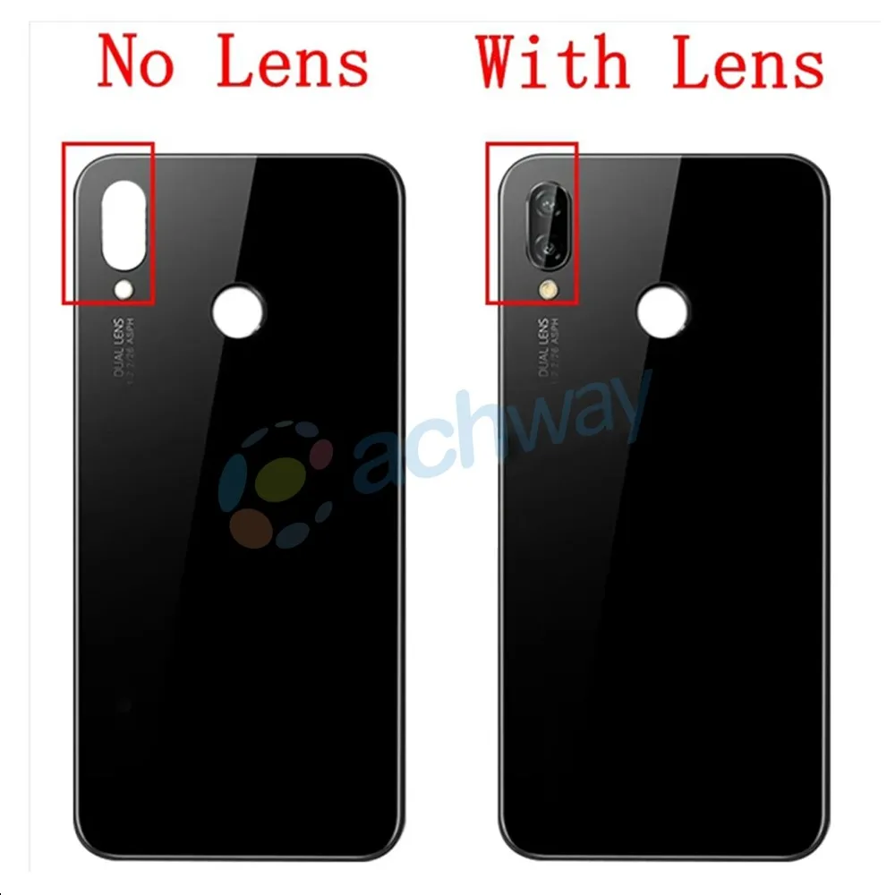 For Huawei P20 Lite Back Battery Cover Rear Glass Panel Door Housing Case Nove 3e Battery Cover With Camera Lens