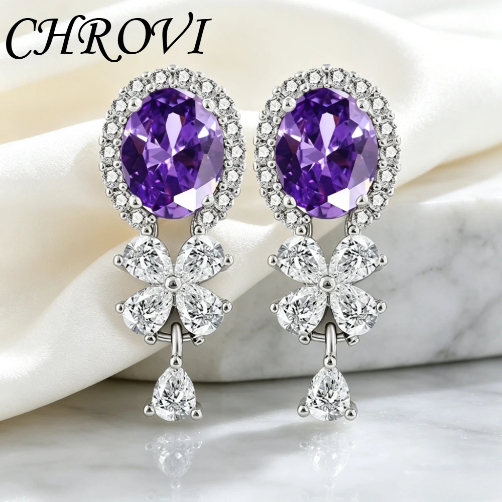 Luxurious 925 sterling silver zirconia stud earrings for women, fashionable fringed earrings, unique earrings for individuality