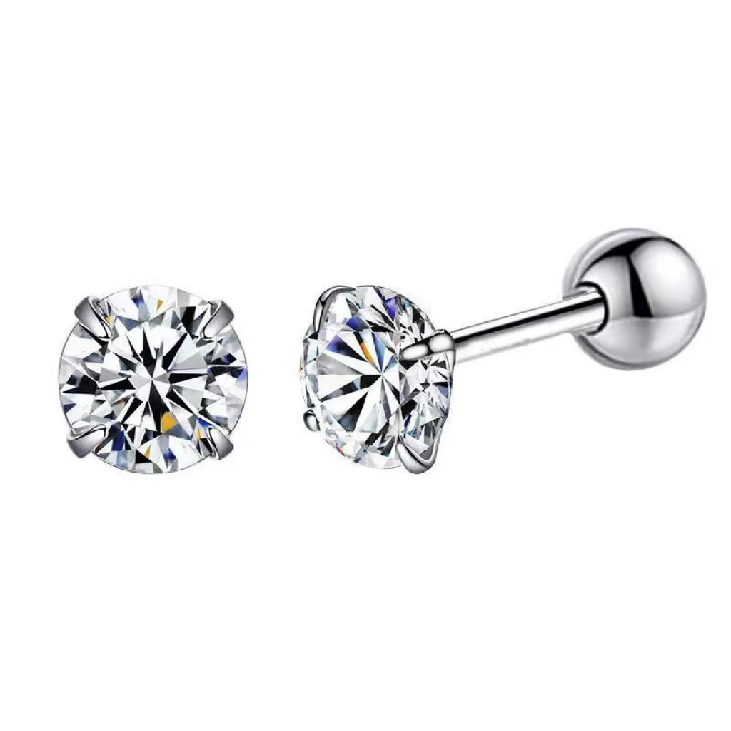 925 Silver Needle Shiny Zircon Stud Earrings Women Style Cute Sweet Jewelry Accessories Simple Fashion Jewelry Accessories