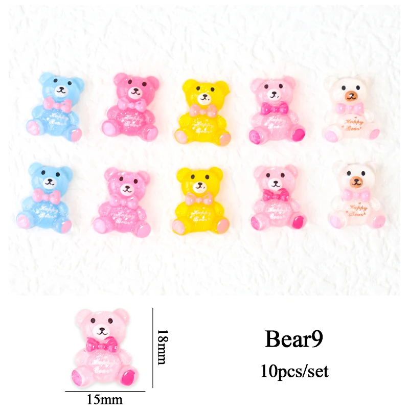 10 Teile/los Kawaii Gelee Gummibärchen Nail art Charms Blume Süße Mixed Candy 3D Luxus Nägel Dekoration DIY Maniküre Zubehör – Detail 6
