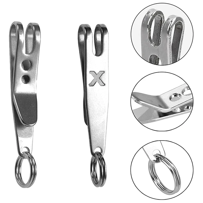 2X Multi-Purpose Clip Keychains Suspension Clip Tool With Carabiner Perfect For Hanging EDC Tools, Flashlights Etc.