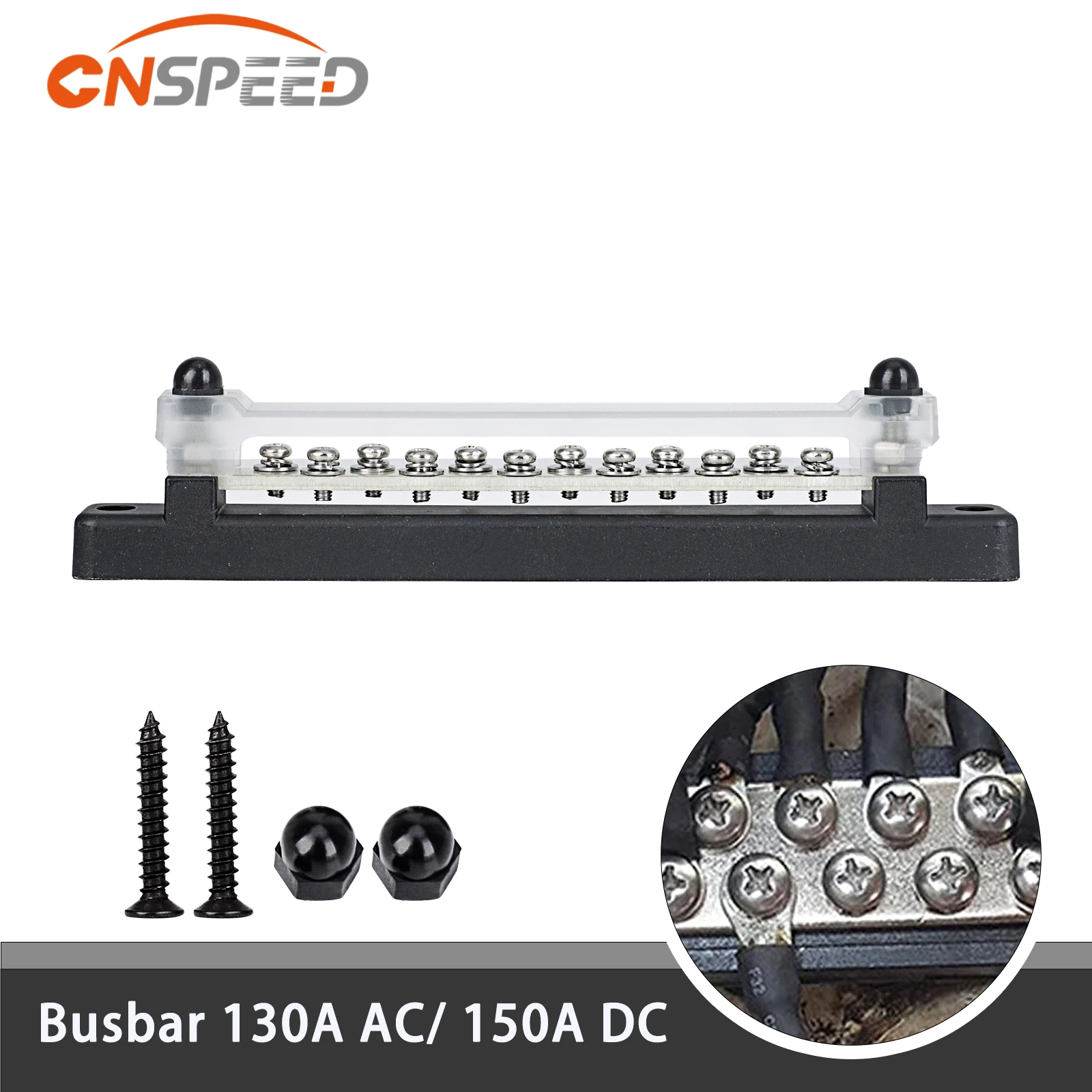 150A DC 48V 12/6 웨이 버스 스트립 정션 박스, 커버 및 커넥터 포함, 자동차 보트 트레일러 rv용 접지 배전