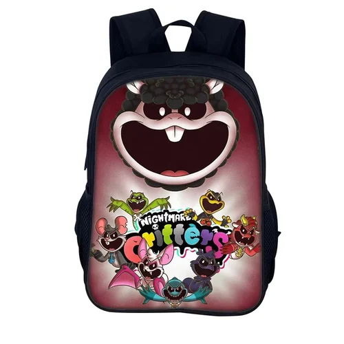 Imagen 2 del producto Mochila de dibujos animados Nightmare Critters, bolsas escolares para estudiantes, bolsas de libros con cremallera de 40cm/15,7 pulgadas, Mochila animada, regalo de cumpleaños para niños
