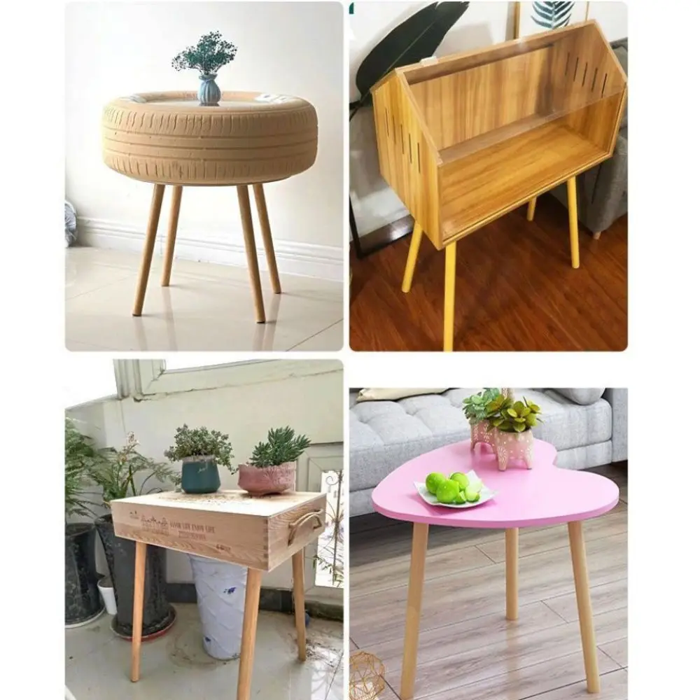 4Pcs 30-60cm Solid Wood Furniture Legs Oblique/Vertical Style Anti-slip Pad Chair Desk Legs DIY with Mounting Plates and Screw