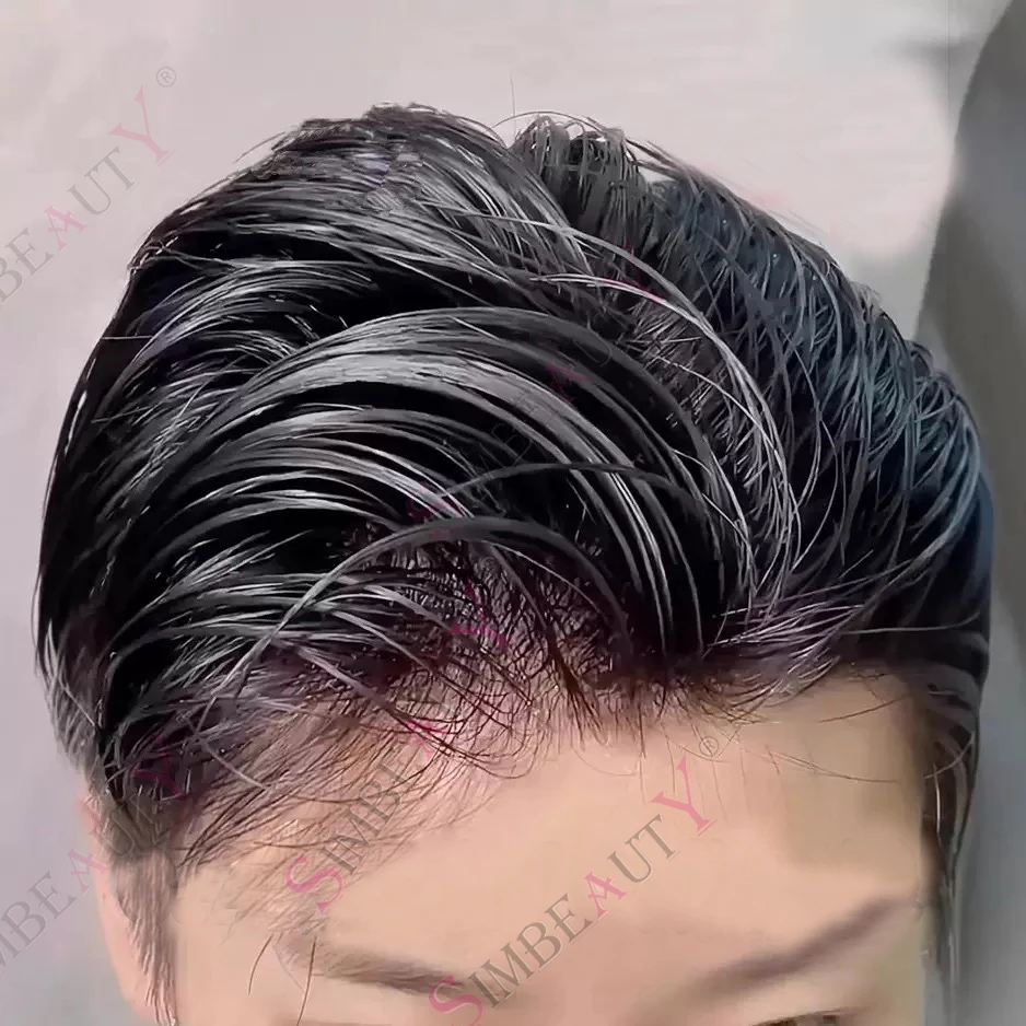 

Indian Black Human Hair Toupee 80%Density Replacement System Prothesis 0.02mm Vloop Grey Hair Units Thin Full PU Toupee For Men