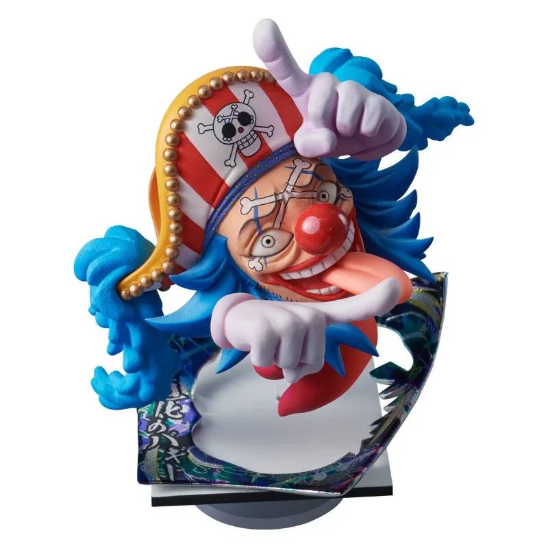 Bandai Original Shokugan ONE PIECE Teach Buggy Shanks Luffy Mainan Action Figure untuk Anak Laki-laki Perempuan Hadiah Model Koleksi Ornamen