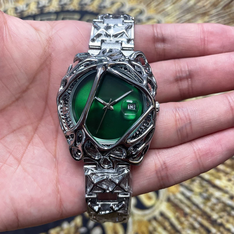 

PINTIME Новые мужские часы Y2K в стиле ретро с дизайном Alien Spider Web, модные и модные стильные водонепроницаемые мужские и женские кварцевые часы