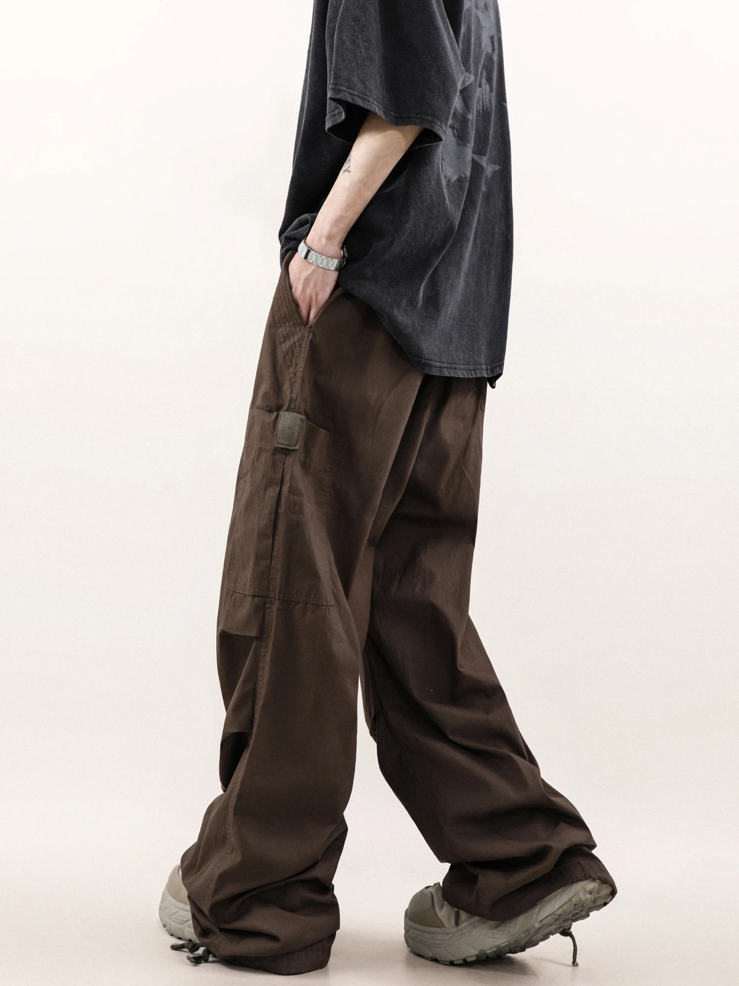 

American-Style Retro Minority Pleated Stacked Overalls Men's Loose High Street Straight Wide Leg Casual Pants