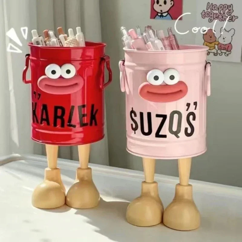 1 Pc cartoon pen holder, simple storage holder, for office storage, desk storage, home study storage (random letter stickers)