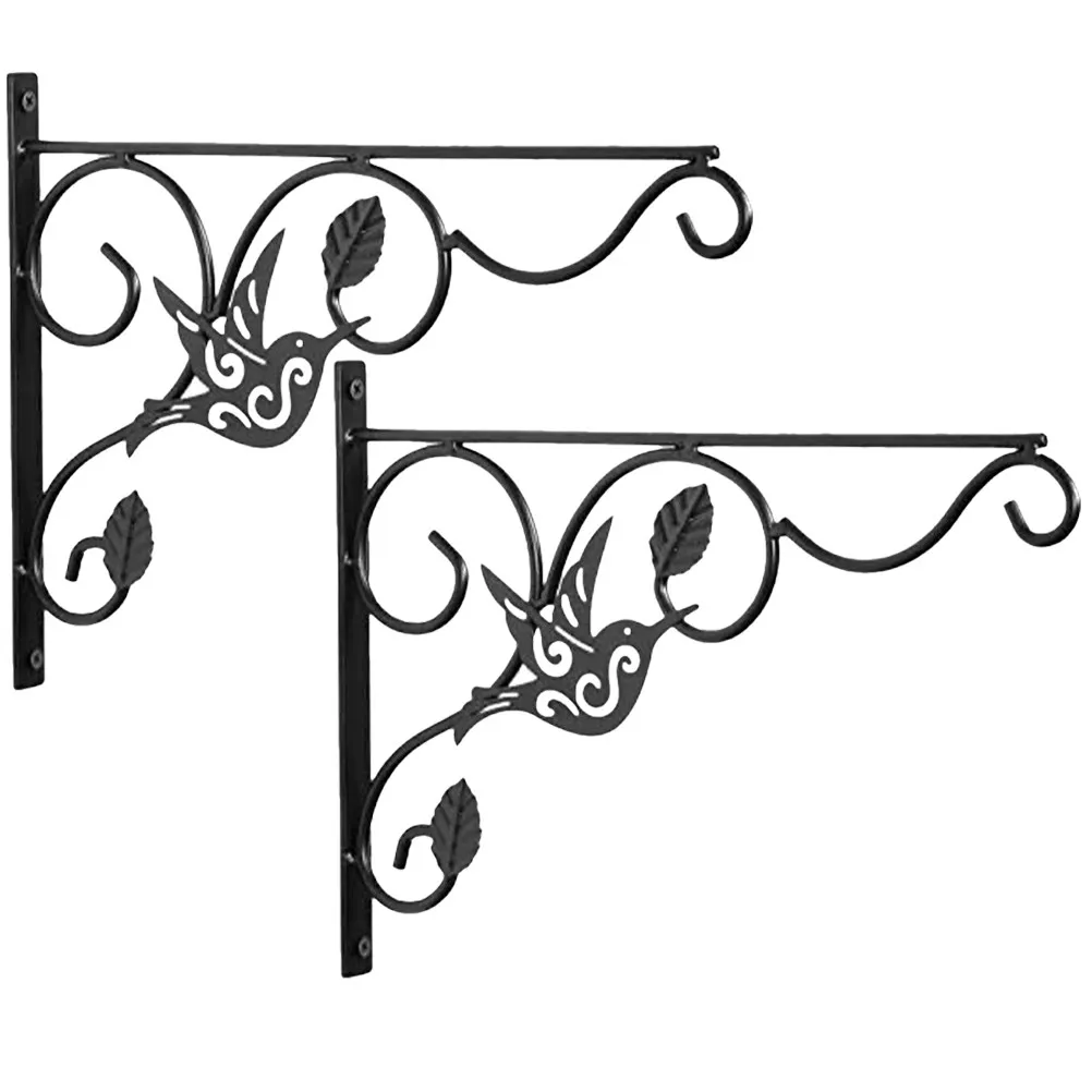 2Pcs Minimalist Iron Wall Bracket Hook for Hanging Planters Flower Pots Baskets Lanterns Wind Chimes Bird Feeders Garden Home view 2