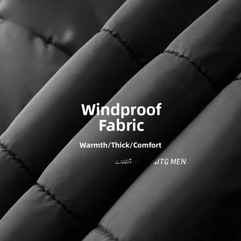 

Thiened Fce Lined Men's Home Cotton Jaet Loose Outerwear Faionable Urban Sle Mid-aged Men's Warm Coat