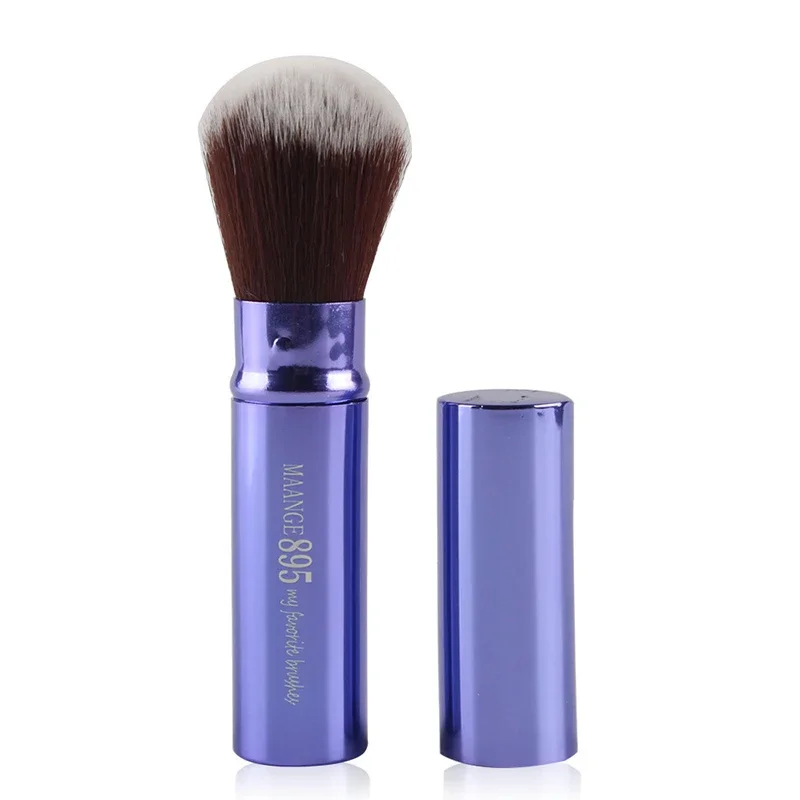 1 Uds. Mini brocha de maquillaje suave con cúpula retráctil profesional, base retráctil, colorete cosmético, brochas para polvos faciales