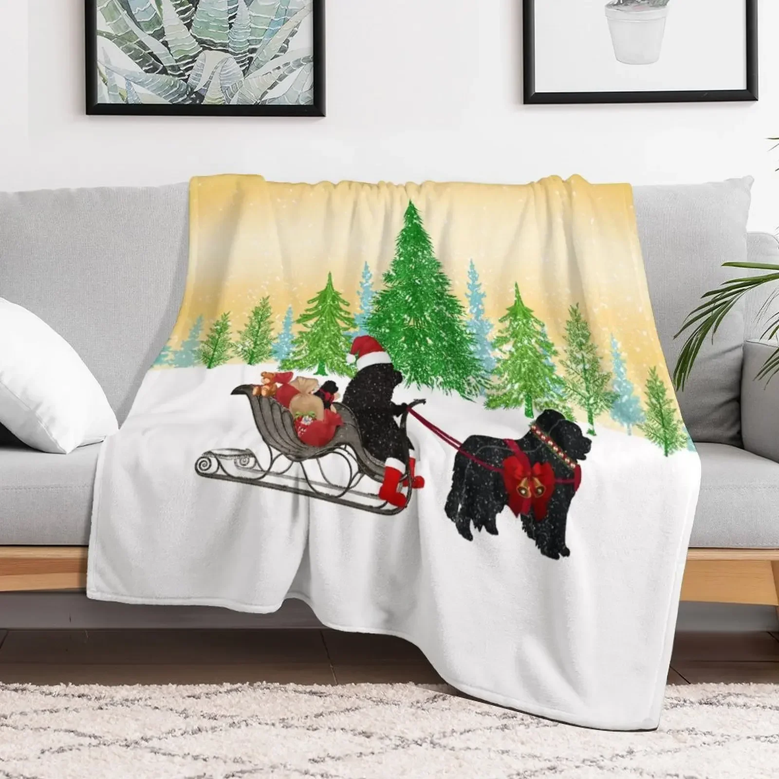 

Newfoundland Dog Christmas! Throw Blanket Luxury Throw warm for winter Soft Blankets