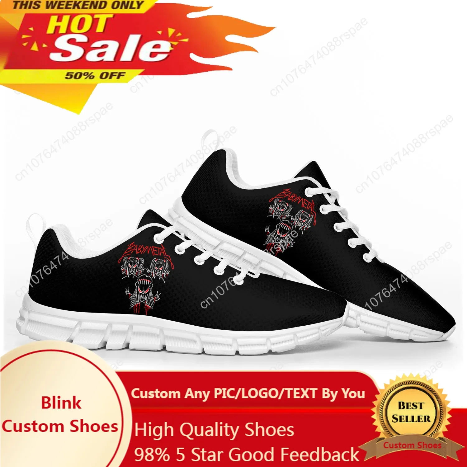 Babymetal-Chaussures de sport blanches Rock Band Pop pour hommes et femmes, baskets personnalisées pour adolescents, chaussures de couple pour enfants, mode de haute qualité