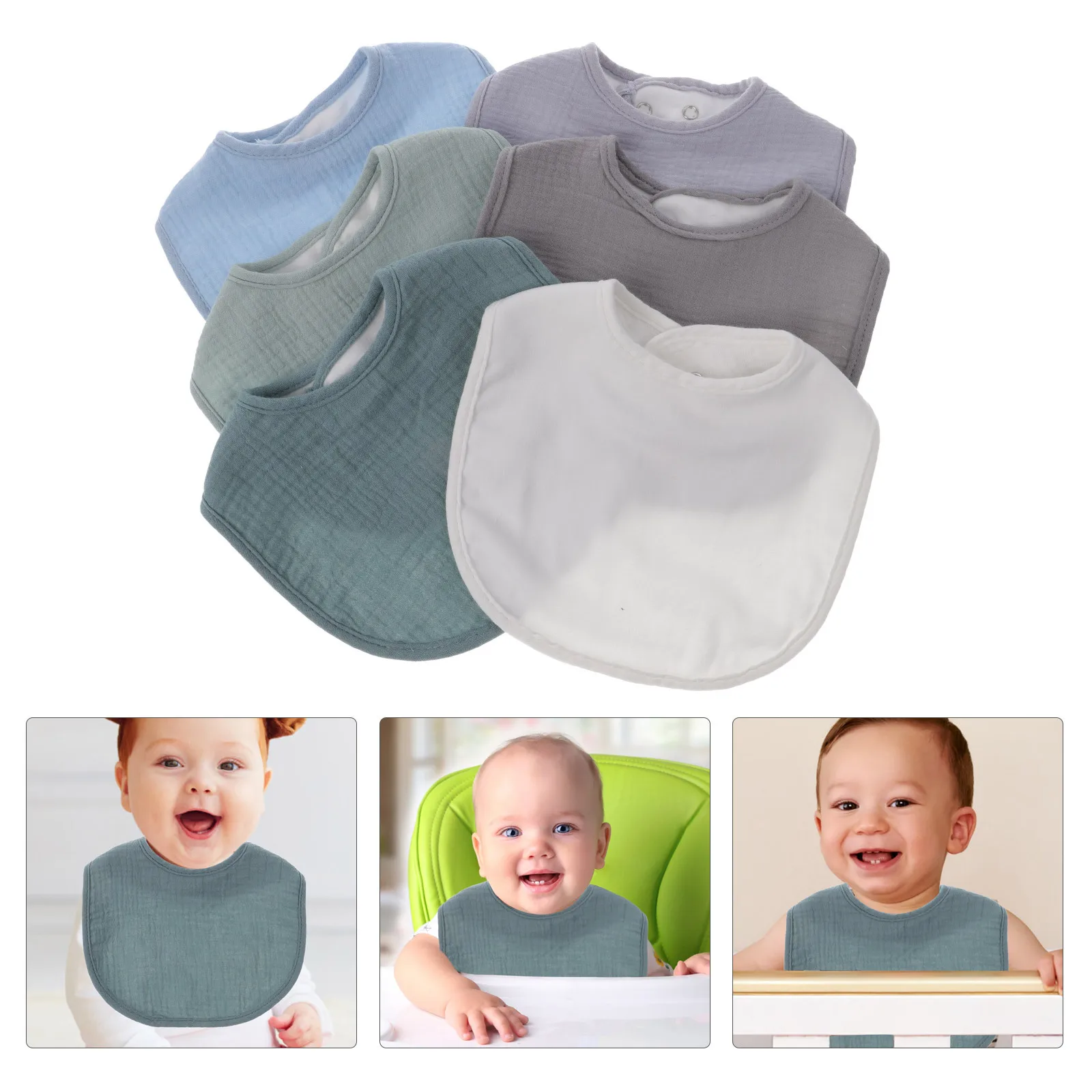6 قطعة المرايل الطفل على شكل حرف U قابل للتعديل لعابه مريلة لحديثي الولادة الرضع طفل تغذية الأكل اللعاب ماصة قابل للغسل مرايل قطنية #1