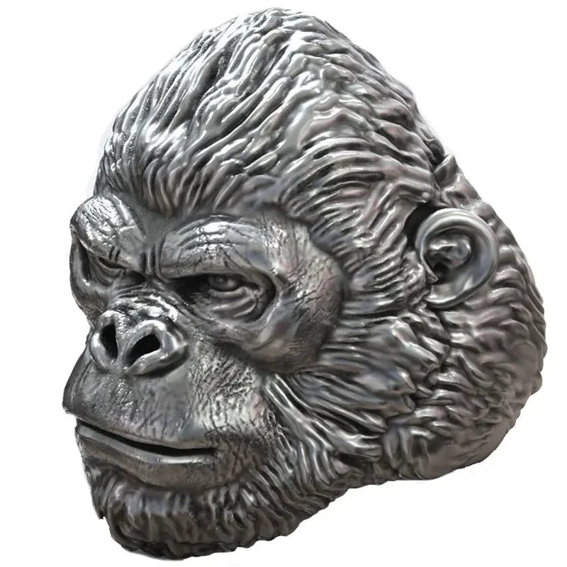 

28g 3D African Gorilla Monkey King Wild Animal Mens Rings Real Customized 925 Solid Sterling Silver Ring Many Sizes 9-13