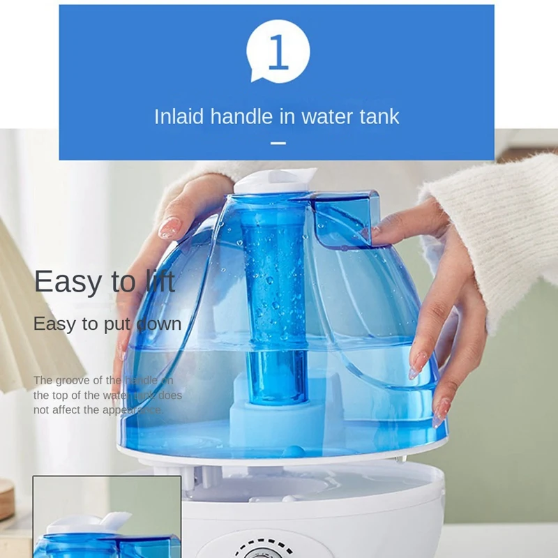 Humidificador de aire de niebla fría, humidificadores ultrasónicos silenciosos de 2.5L para dormitorio y habitación grande, ajustable, rotación de 360 °