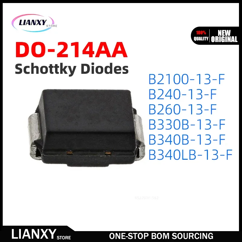 100PCS B2100-13-F B240-13-F B260-13-F B330B-13-F B340B-13-F B340LB-13-F Schottky Diodes DO-214AA SMB New Original