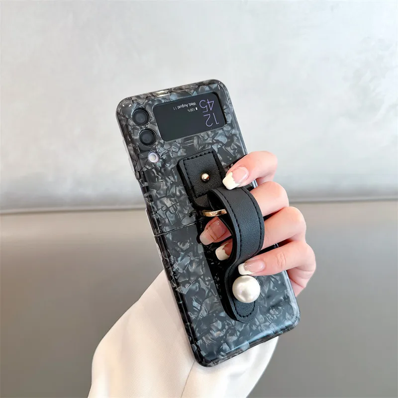 Модный милый чехол с жемчужным ремешком, держатель, подставка для телефона, чехол для Samsung Galaxy Z Flip4, флип-чехол для Galaxy Z Flip3, чехол-книжка 3 4