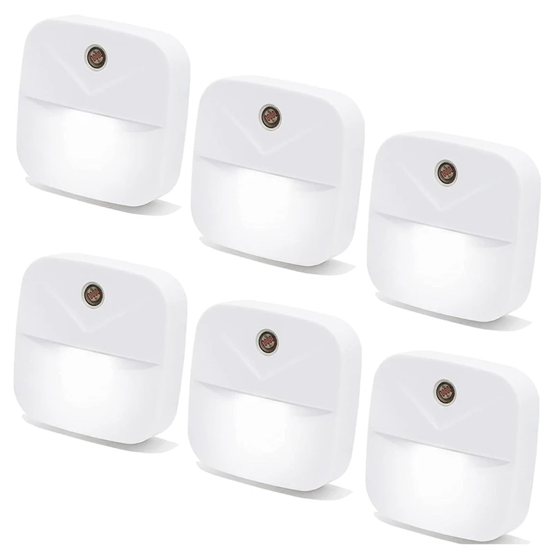 6 Pack LED Night Light Plug In, Smart Nightlights With Dusk To Dawn Sensor,For Bedroom,Toilet,White Night Lights EU Plug