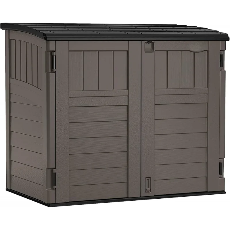 

2026 New：34 Cu Ft Horizontal Resin - Outdoor Storage Shed with Floor Included, Lockable, Weatherproof, Fits