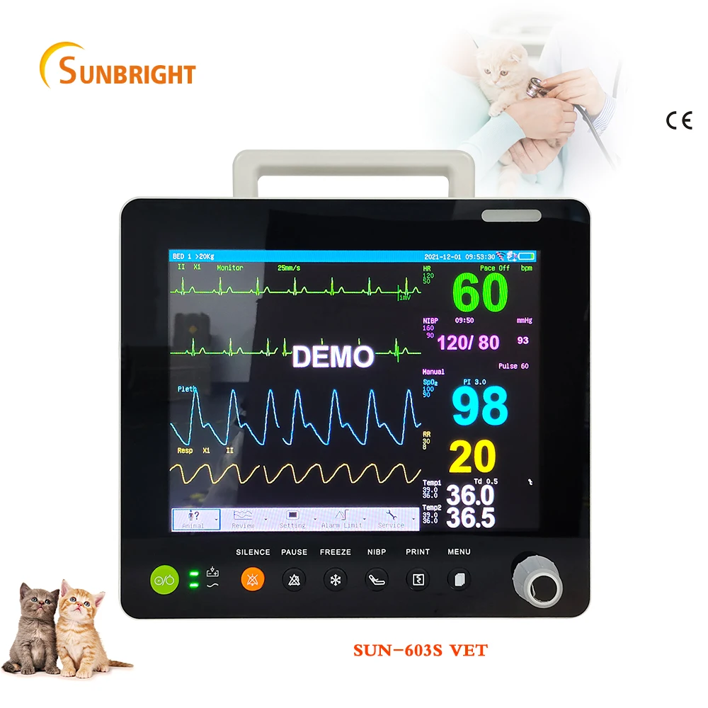 12.1inch large screen portable Multi-parameter veterinary Monitor medical use Top 3 vet Monitor