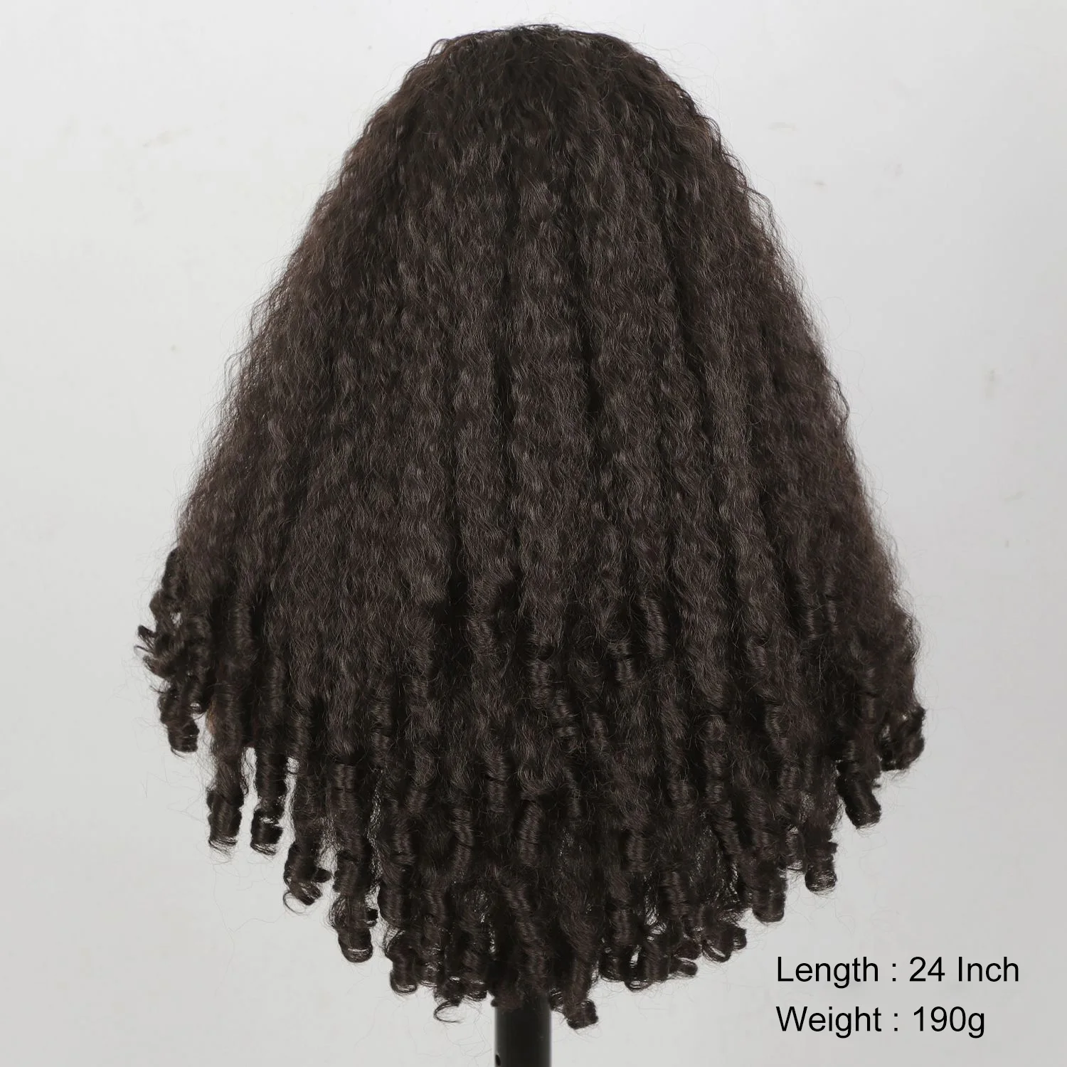 Parrucca afro riccia con parte a U, trama sintetica dei capelli intrecciati con riccioli rimbalzanti unici nella parte, parrucche piene di capelli lisci crespi morbidi da 24 pollici