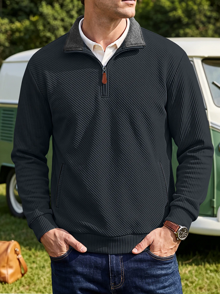 For Summer Season Men Jacquard Sweatshirt Fashion Men Pullover Men Solid Color Sweatshirt Polyester Fabric Medium Elasticity