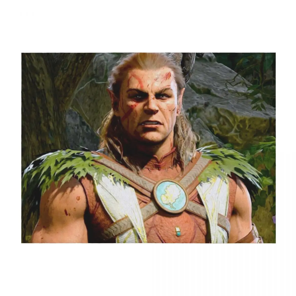 

Halsin the Elf Druid Adventurer looking angry Throw Blanket Soft Plaid Stuffeds Weighted christmas gifts Blankets