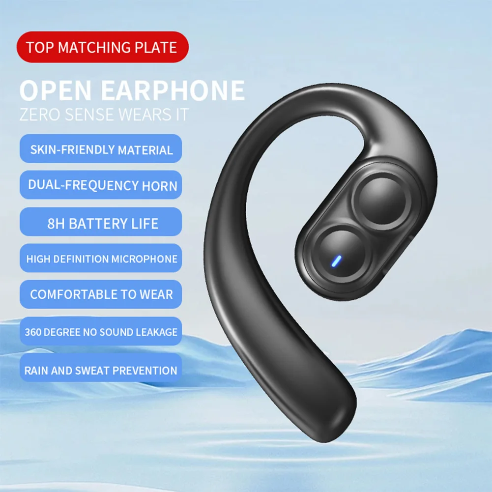 Bluetooth-Compatible 5.4 Open Ear Headphone TYPE-C Charging Sports Headphone 7 Hours Long Battery Life for Running Fitness