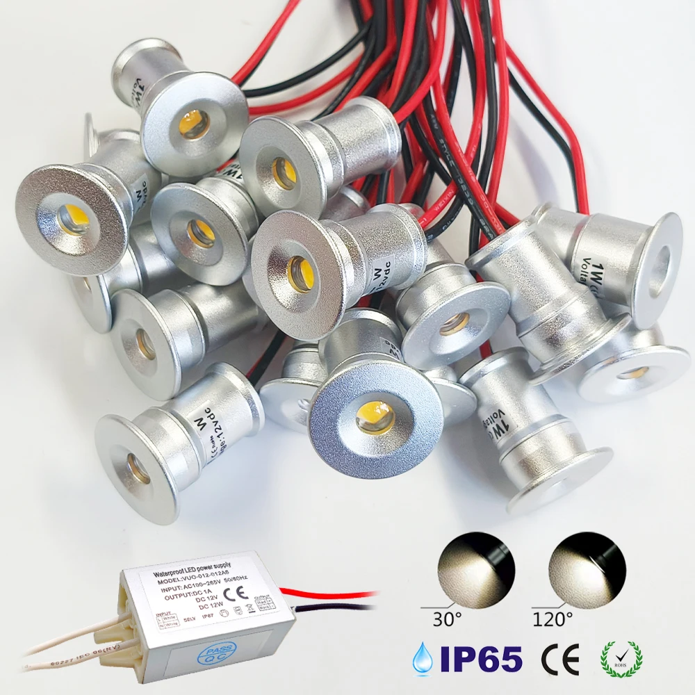 

Mini Spotlight LED Recessed Lamps white Driver 1W Downight Interior Lighting Small Recessed Spot Light for Staircase Cabinet