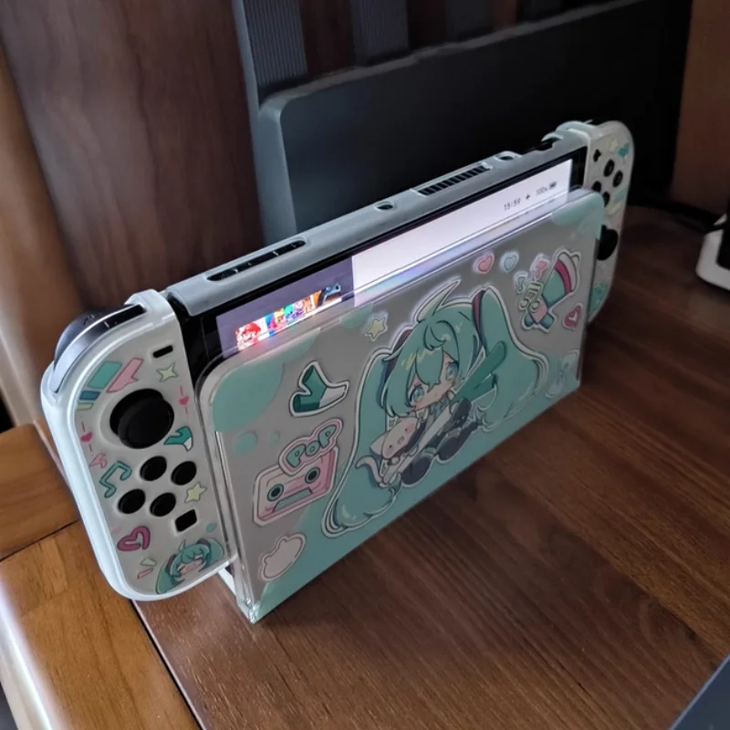 Anime Peripheral Hatsune Miku Cartoon Beauty Girl Switch Oled Protective Case Ns Game Peripheral Protective Case Cute Miku Toy