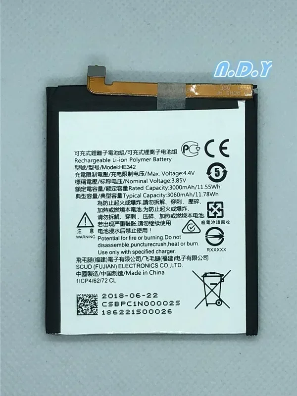 

Original HE342 3060mAh Battery For Nokia X6 2018 6.1 Plus TA-1099 HE 342 Batteries Bateria