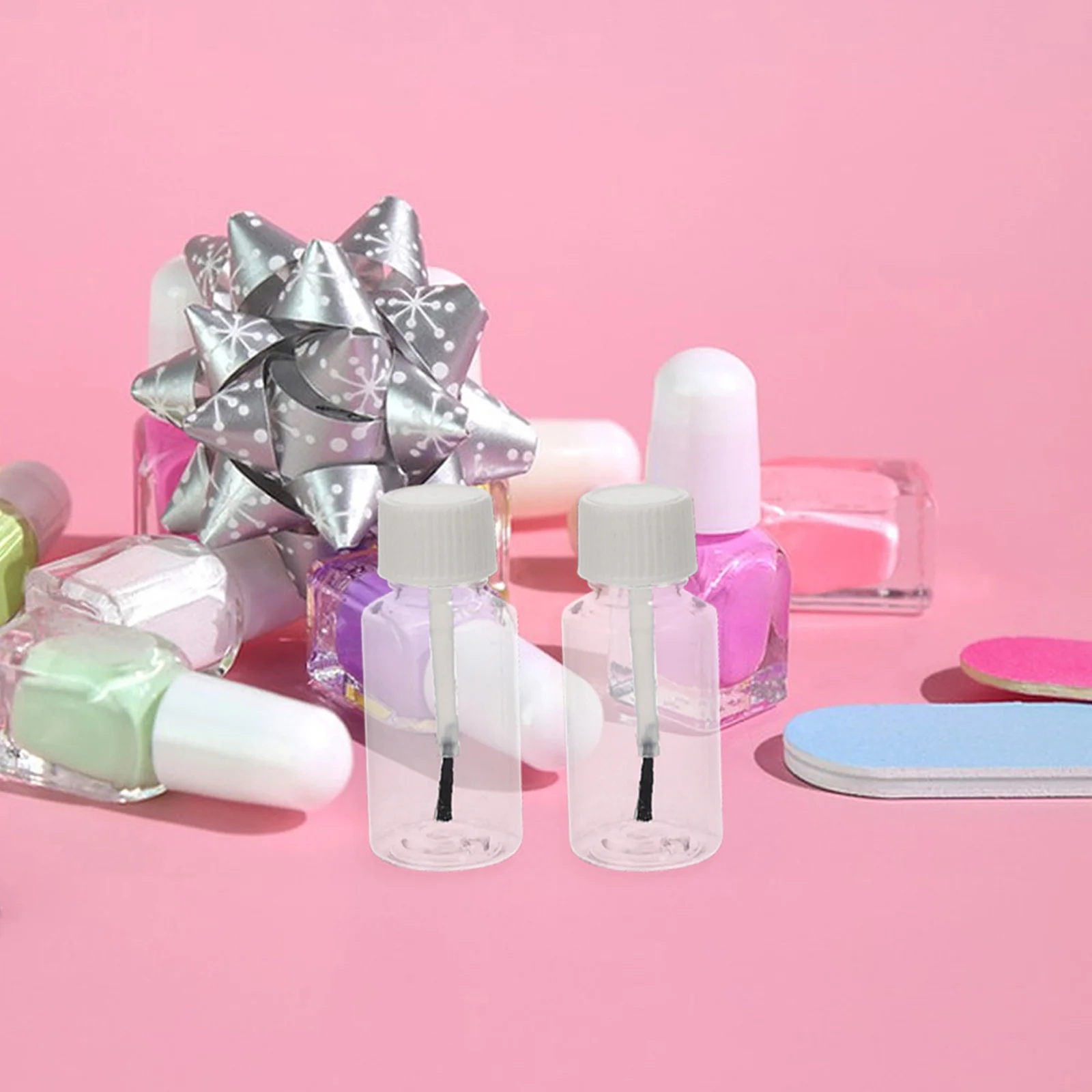 Bouteilles à ongles en plastique transparent avec capuchon de brosse, conteneurs d'échantillons réutilisables pour Nail Art, conception anti-fuite pour colle de vernis à l'huile, 20 pièces