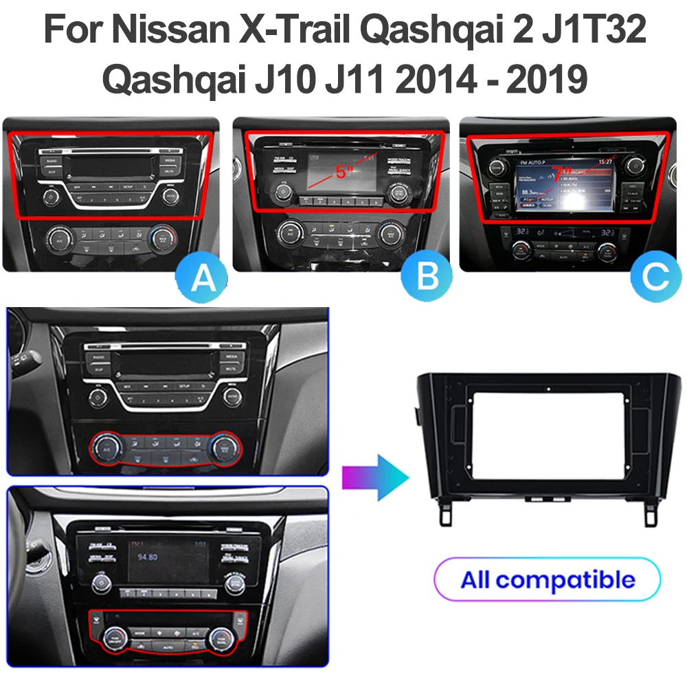 Android 16 Car Radio For Nissan X-Trail Qashqai 2 J1T32 Qashqai J10 J11 2014 2015 2016 2017 2018 2019 Multimedia Video Player 4G - view 2