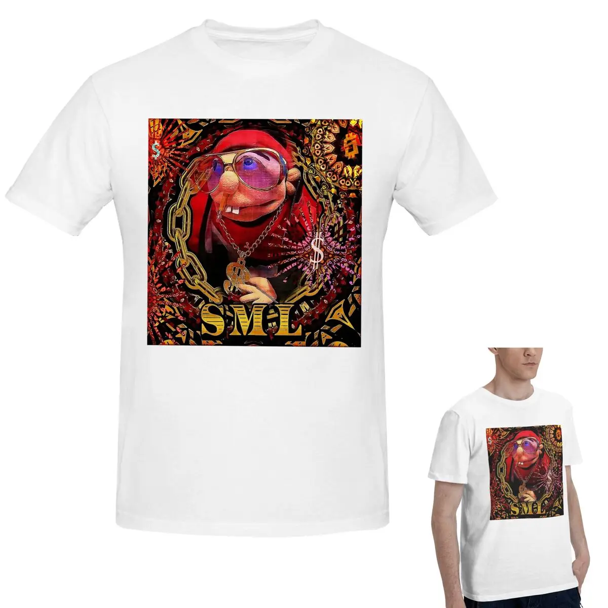 

100% Cotton Sml Jeffy Rapper V3 T-Shirt Men's Funny Oversized T Shirt Men Round Neck Summer Shirts Tops S-6XL