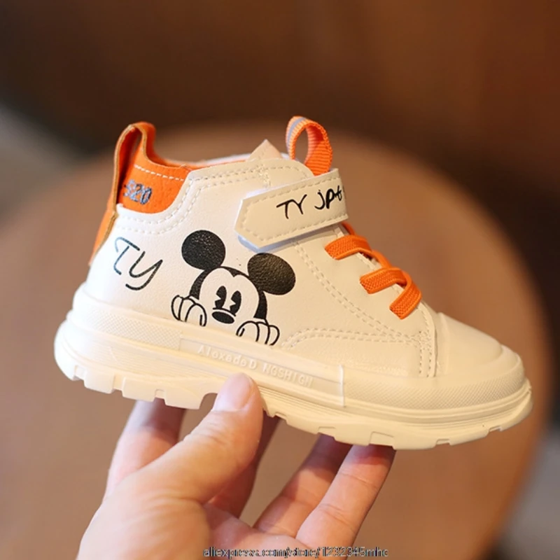 Disney Children Casual Shoes Boys Girl Sneakers Spring Autumn Kids Boots Shoes Mickey Mouse Boys Casual Shoes